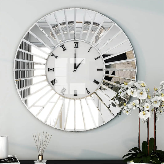 Shyfoy Mirrored Wall Clock For Living Room Luxury Decor