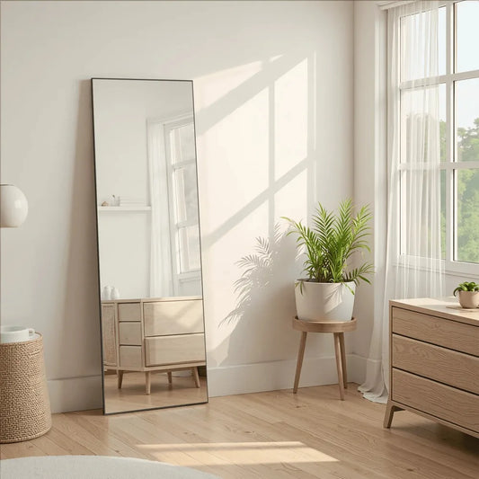 Hignconcerned Aluminum Framed Floor Mirror Freestanding