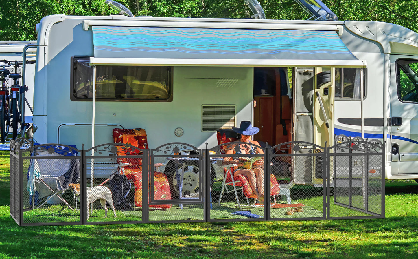 BINGOPA Dog Playpen 8 Panel Detachable Kennel Fence