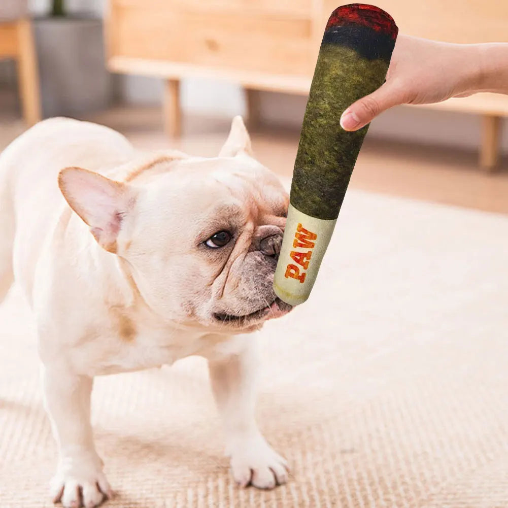 VKTECH Interactive Dog Sound Toy Cigar Plush Chew Toy