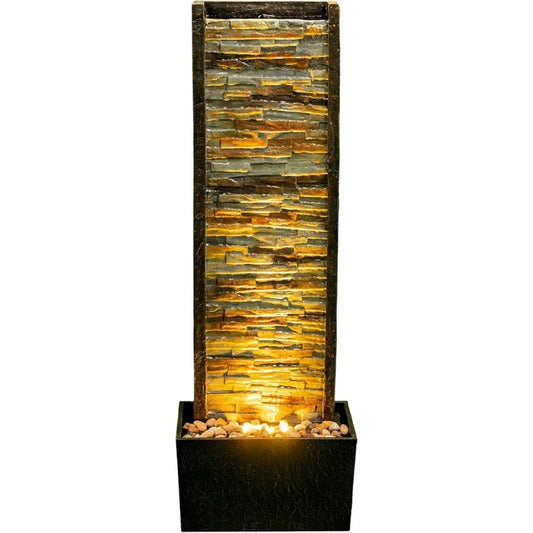 ChengPin Illuminated Outdoor Stone Cascade Fountain