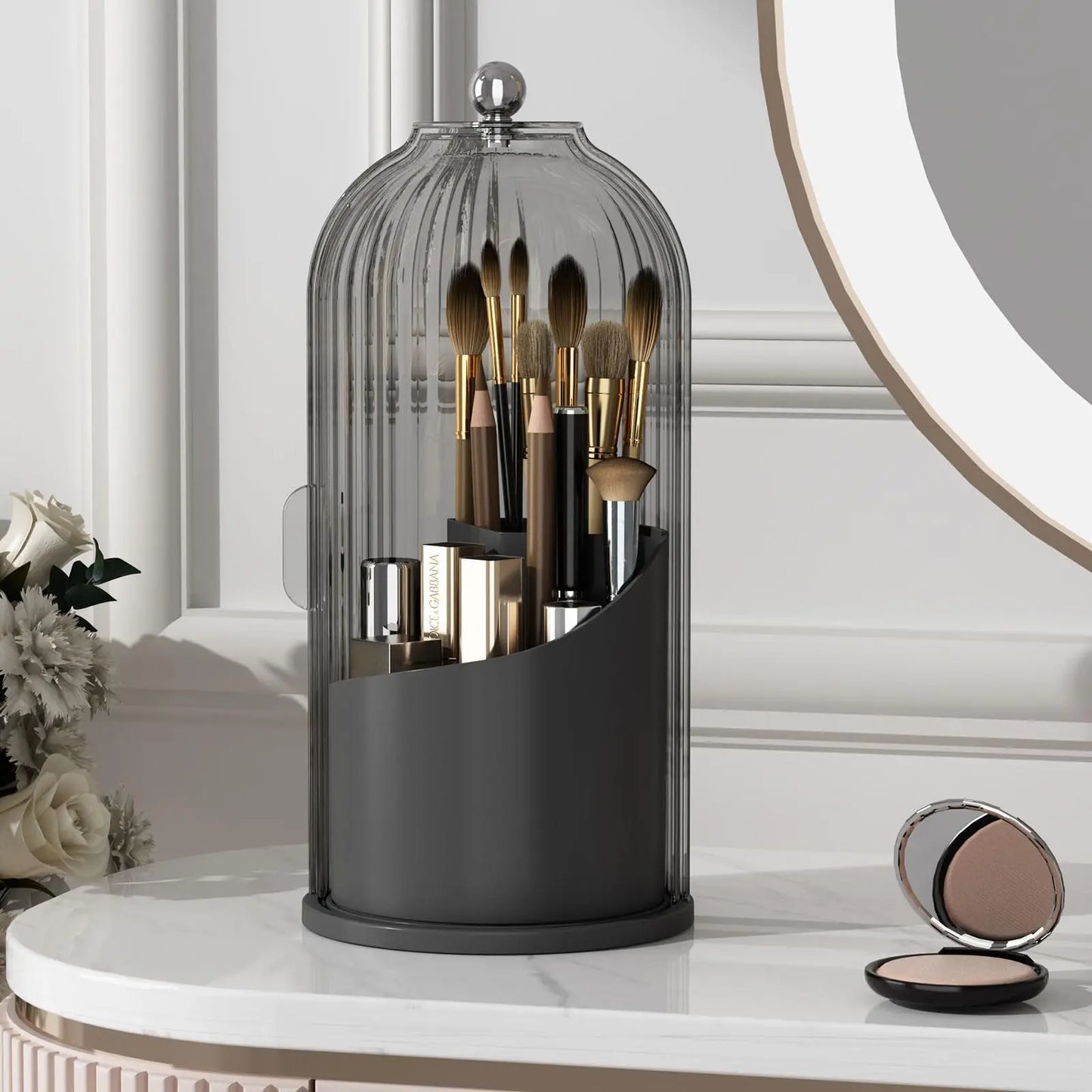 Hign-concerned Rotating Makeup Brush Holder With Lid