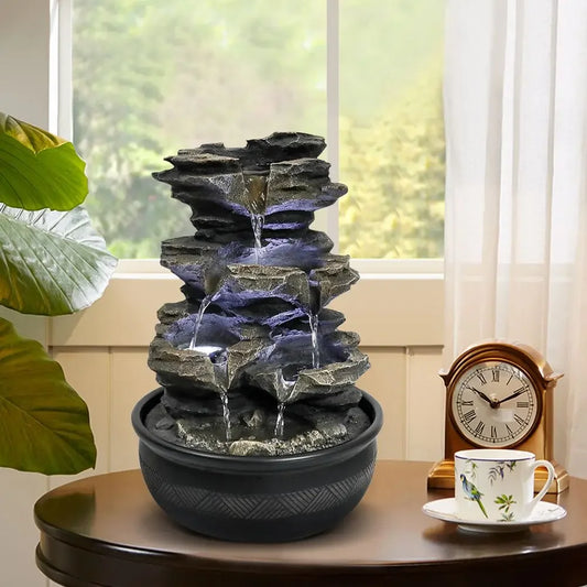 Hignconcerned Rock Cascading Tabletop Fountain LED Light