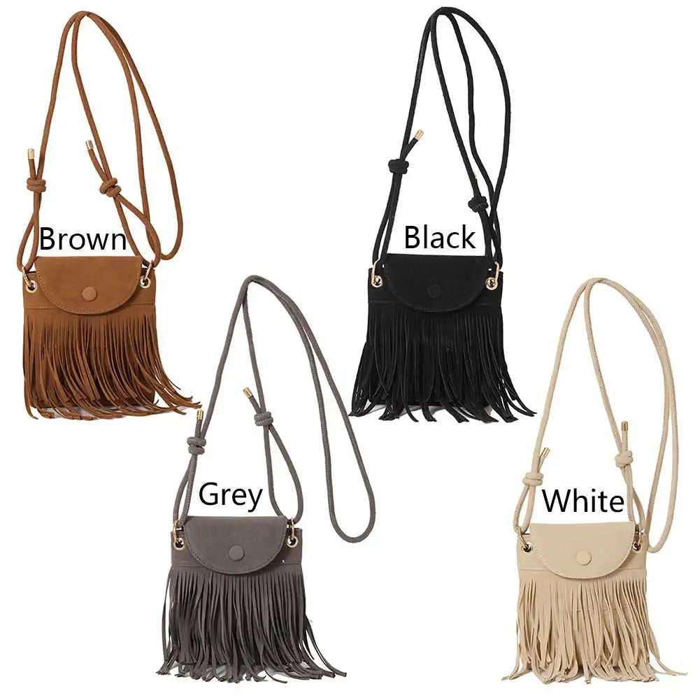Mojoyce Fringe Design Crossbody Bag Tassel Adjustable Strap