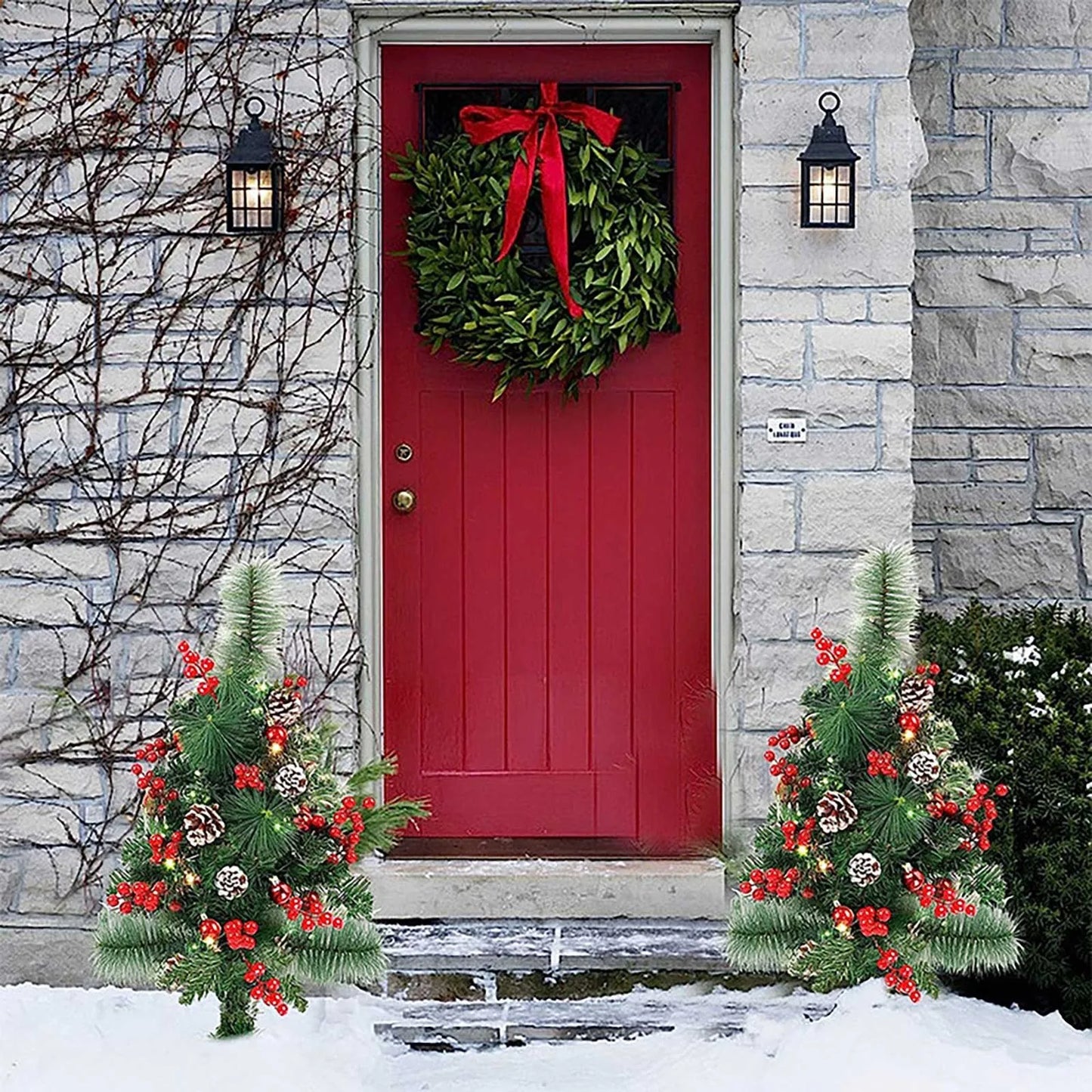 Lighted Premium XmasTrees WithLights OutdoorDecor ForPorchYard ChristmasDecor PorchGifting