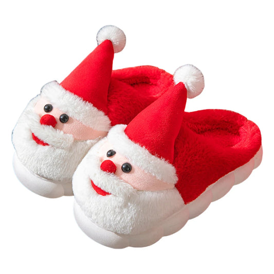 Christmas Santa Claus Slippers Warm Slip-on House Shoes Comfortable Flat Thermal Slippers Soft Couple Slippers for Autumn Winter