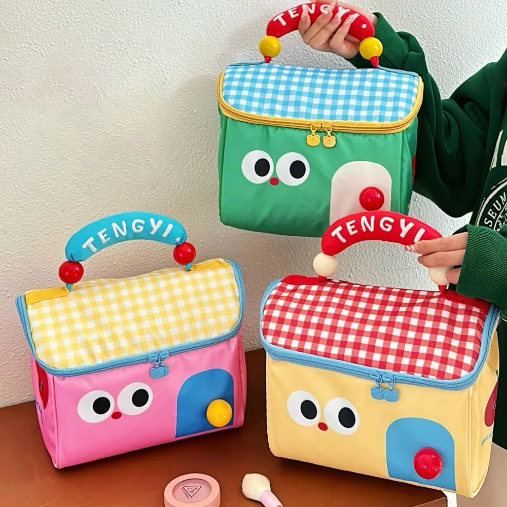 Cute Cottage Makeup Bag Large Capacity Multifunctional Fresh-Keeping Insulated Lunch Box Bag Handbag Beauty Bag