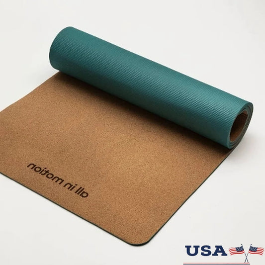 DUTRIEUX Cork TPE Yoga Mat Non-Slip Durable Wood Grain Design