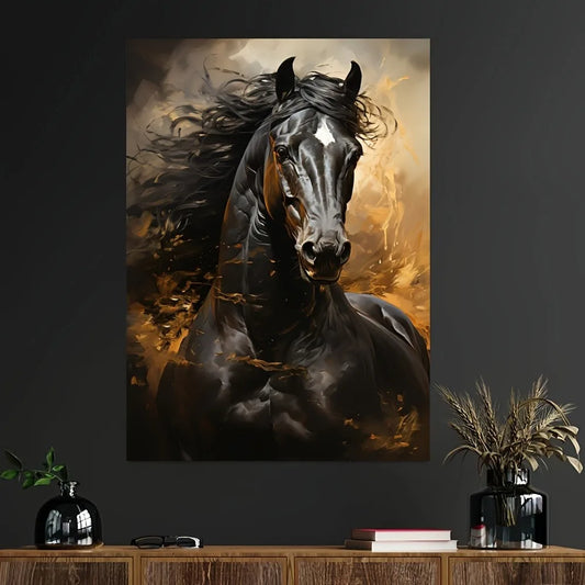 Hign-Concerned Horse Running Canvas Print Frameless Mural