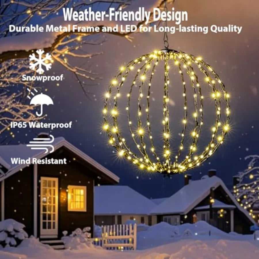 Outdoor Christmas Light Balls Solar Hanging 176 Led