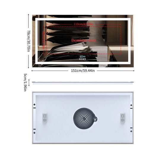 Borwart Led Vanity Mirror With Bluetooth Digital Display