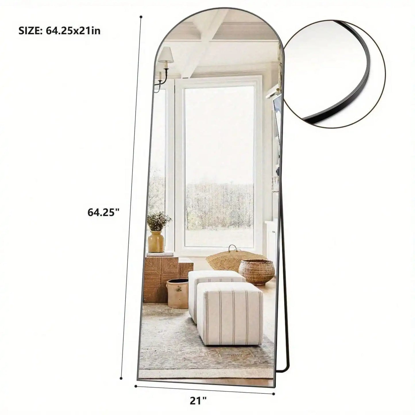 Hignconcerned Arched Floor Mirror For Living Room Decor