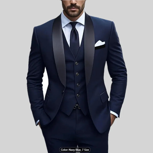 TTXICN Mens 3Pc Skinny Fit Lapel Jacket Vest Pants