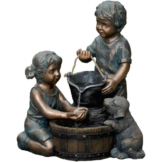 Jeco Kids And Dog Outdoor Indoor Water Fountain Polyresin
