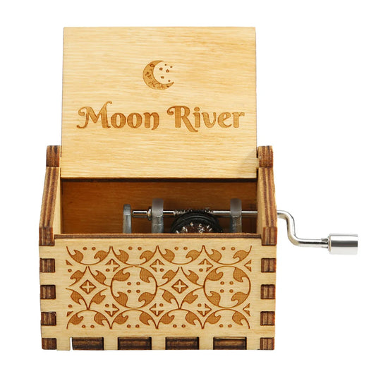 Theme Music Box Carved Wooden Hand Cranked Music Box Moon River La Vie En Rose Fly Me To The Moon Musical Valentine's Day Gift