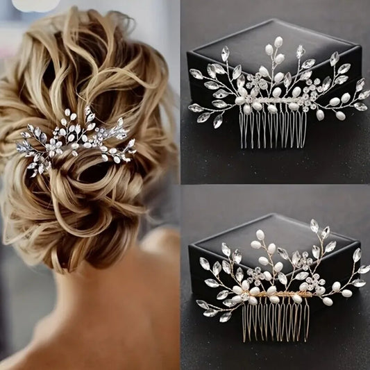 Cheervilla Bridal Hair Clips Faux Pearl Crystal Comb