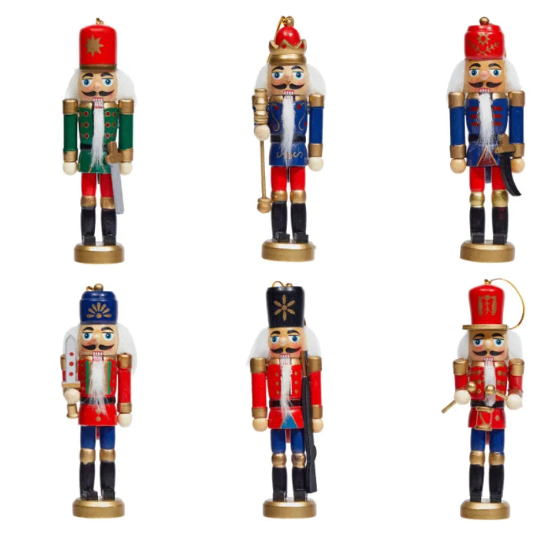 6 Pcs Puppet Soldier Christmas Nutcracker Ornament Christmas Ornament Wooden Nutcracker Puppet Soldier Party Decor for Xmas Gift