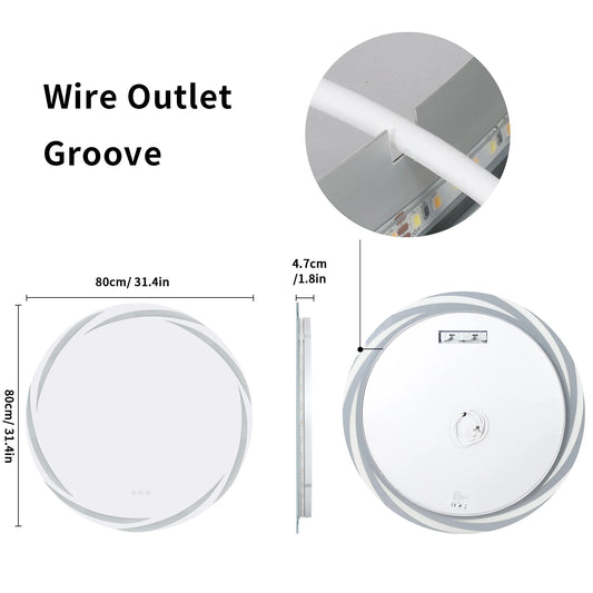 Anti Fog LED Round Bathroom Mirror With Backlit Illumination