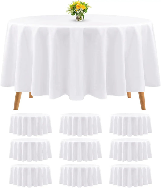 XMSJ 10 Packs Premium Round Tablecloths Washable Polyester