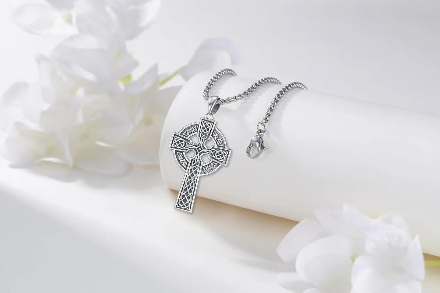 DRINSPER CelticInspired CrossPendant Unisex 925 SterlingSilver Eternal Pendant For Jewelry