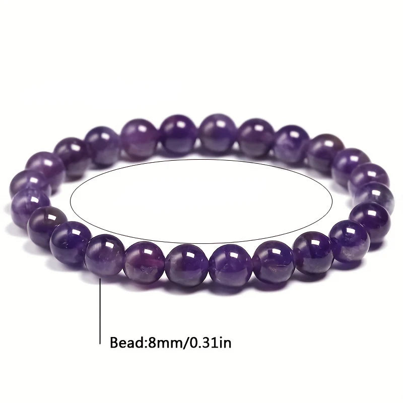 5A Natural Amethyst Bracelet Women Couple Natural Stone Bracelet Purple Quartz Bracelets 6 8 10mm Bead Men Bangles Jewelry Gifts