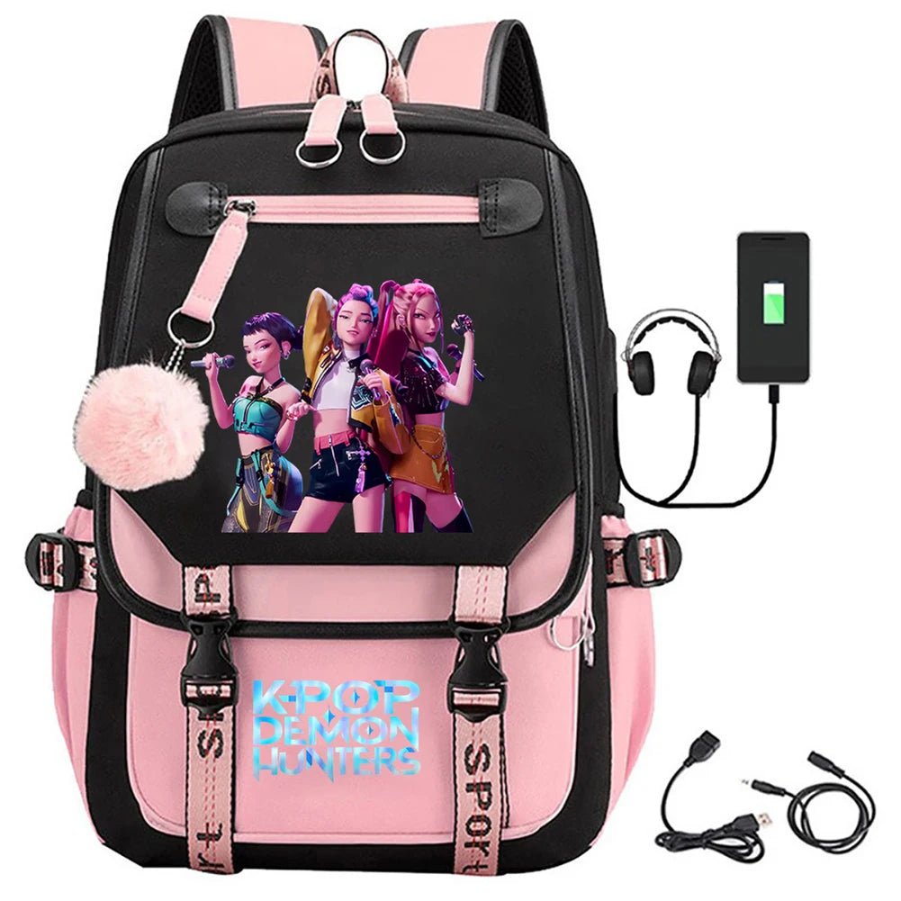 For KPop Demon Hunters Backpack Teenagers Daily Backpack 2025 Hot Movie Huntrix Demon Hunters School Bag for Students Girls Boys