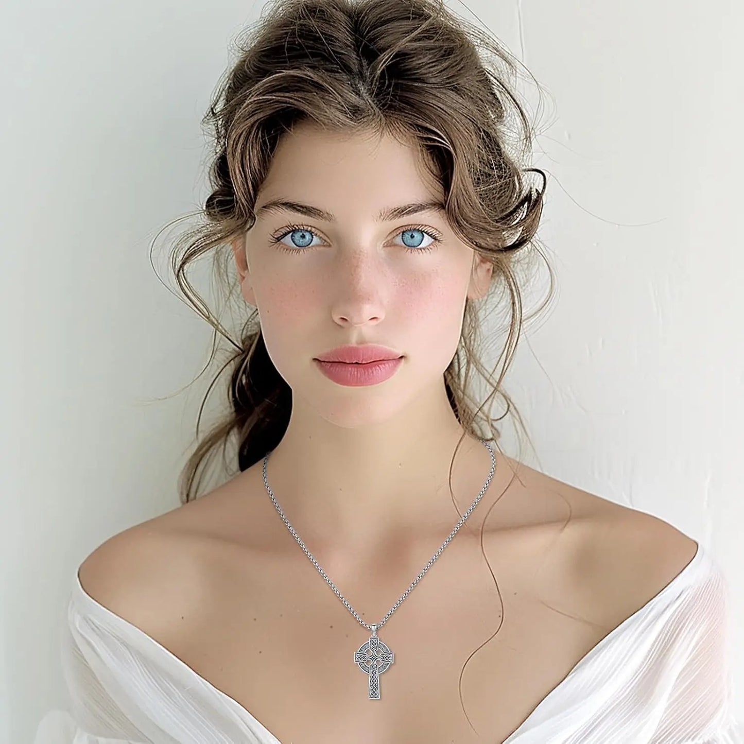 DRINSPER CelticInspired CrossPendant Unisex 925 SterlingSilver Eternal Pendant For Jewelry