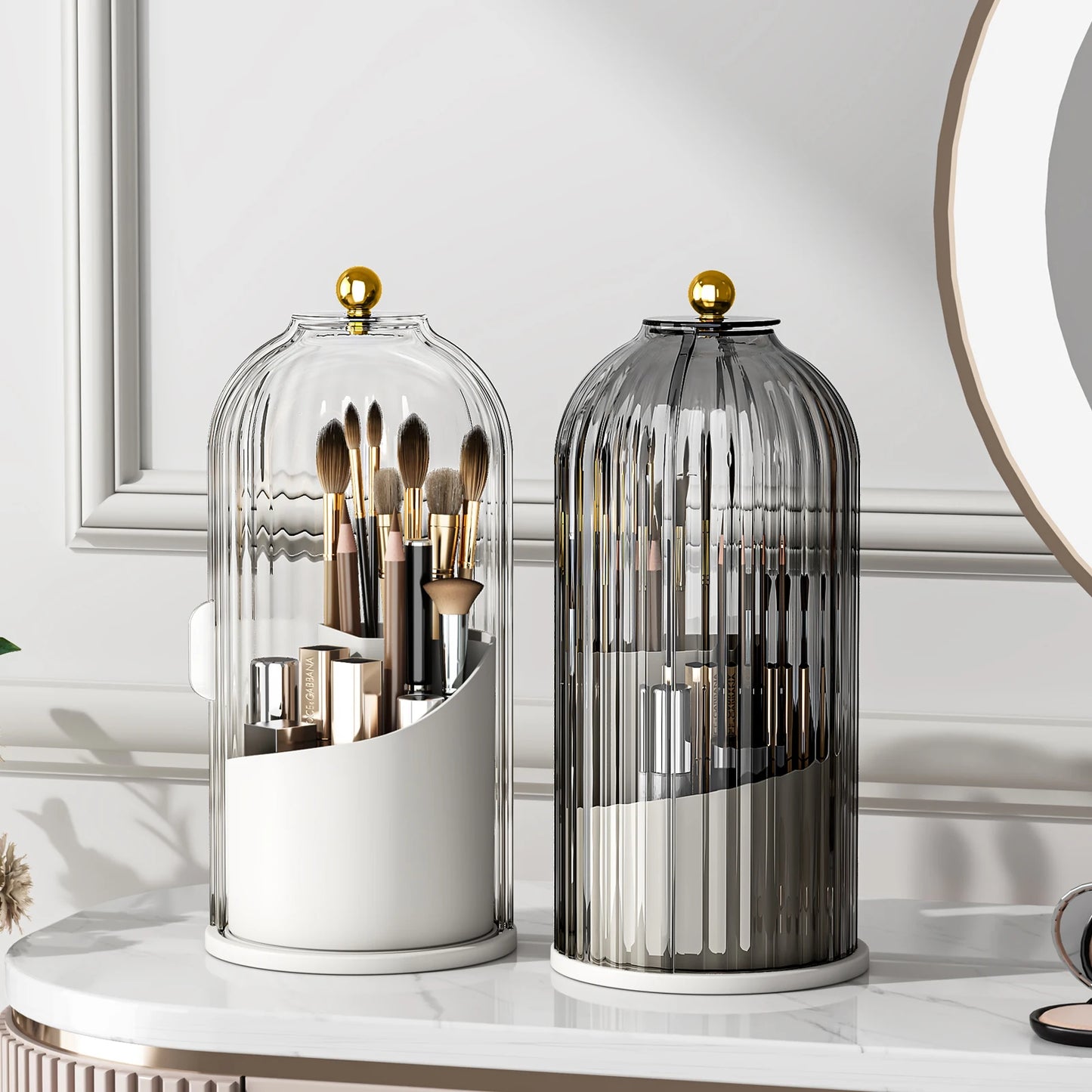 Hign-concerned Rotating Makeup Brush Holder With Lid