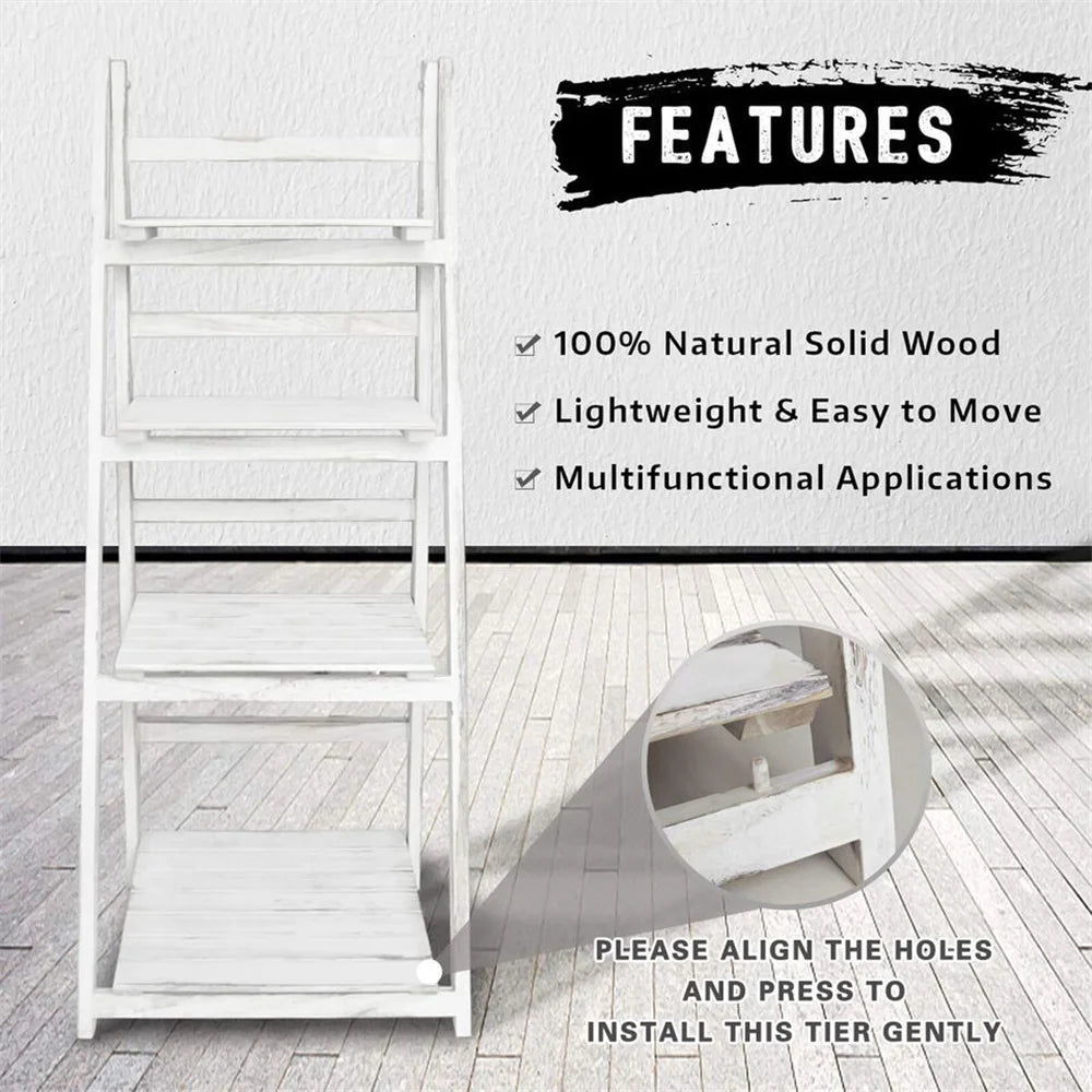 Hign-concerned 4 Tier Wooden Plant Stand For Indoor And Outdoor Flower Pots Display Shelf