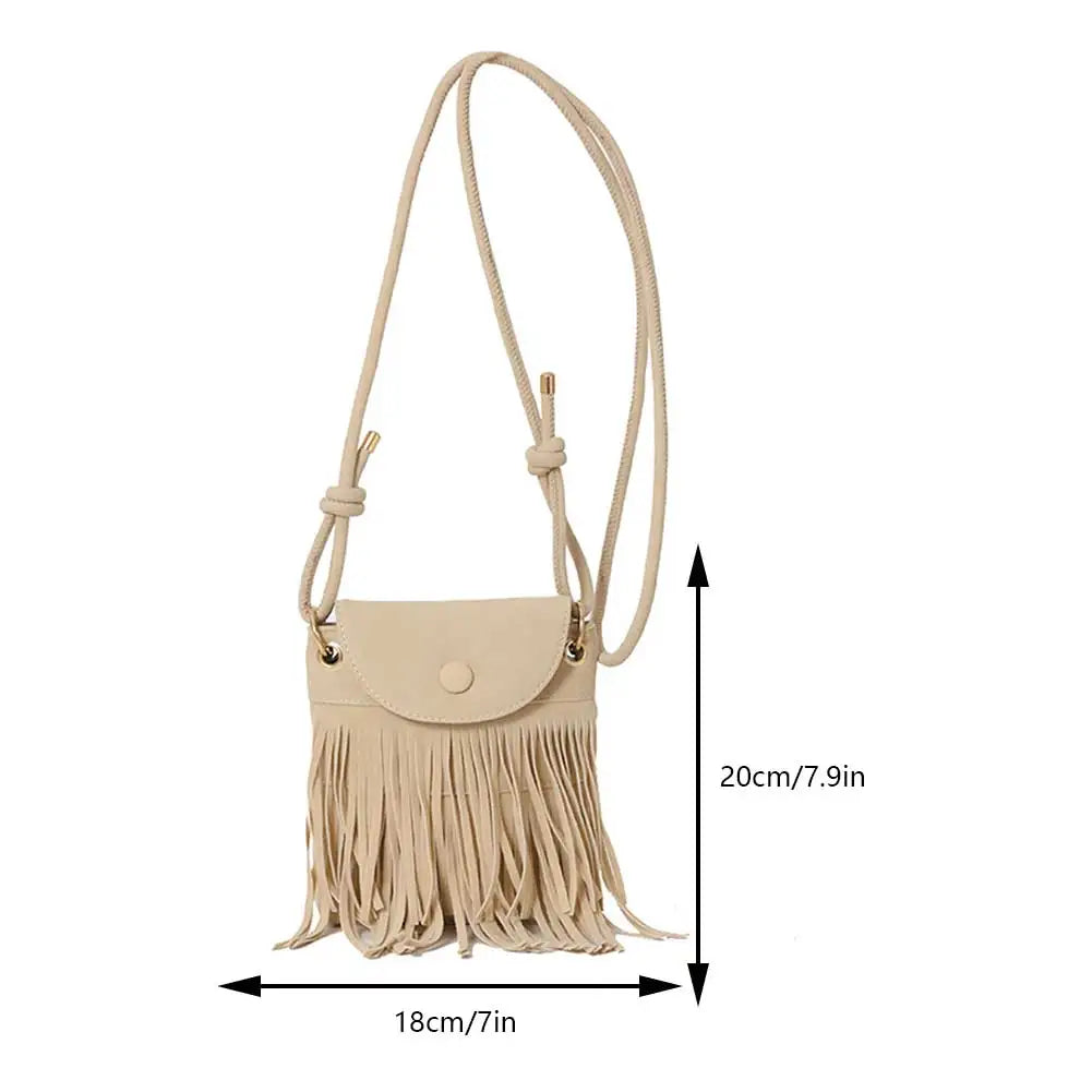 Mojoyce Fringe Design Crossbody Bag Tassel Adjustable Strap