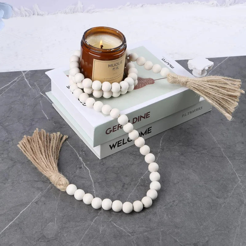 Hign-Concerned Wood Bead Garland Rustic Farmhouse Decor