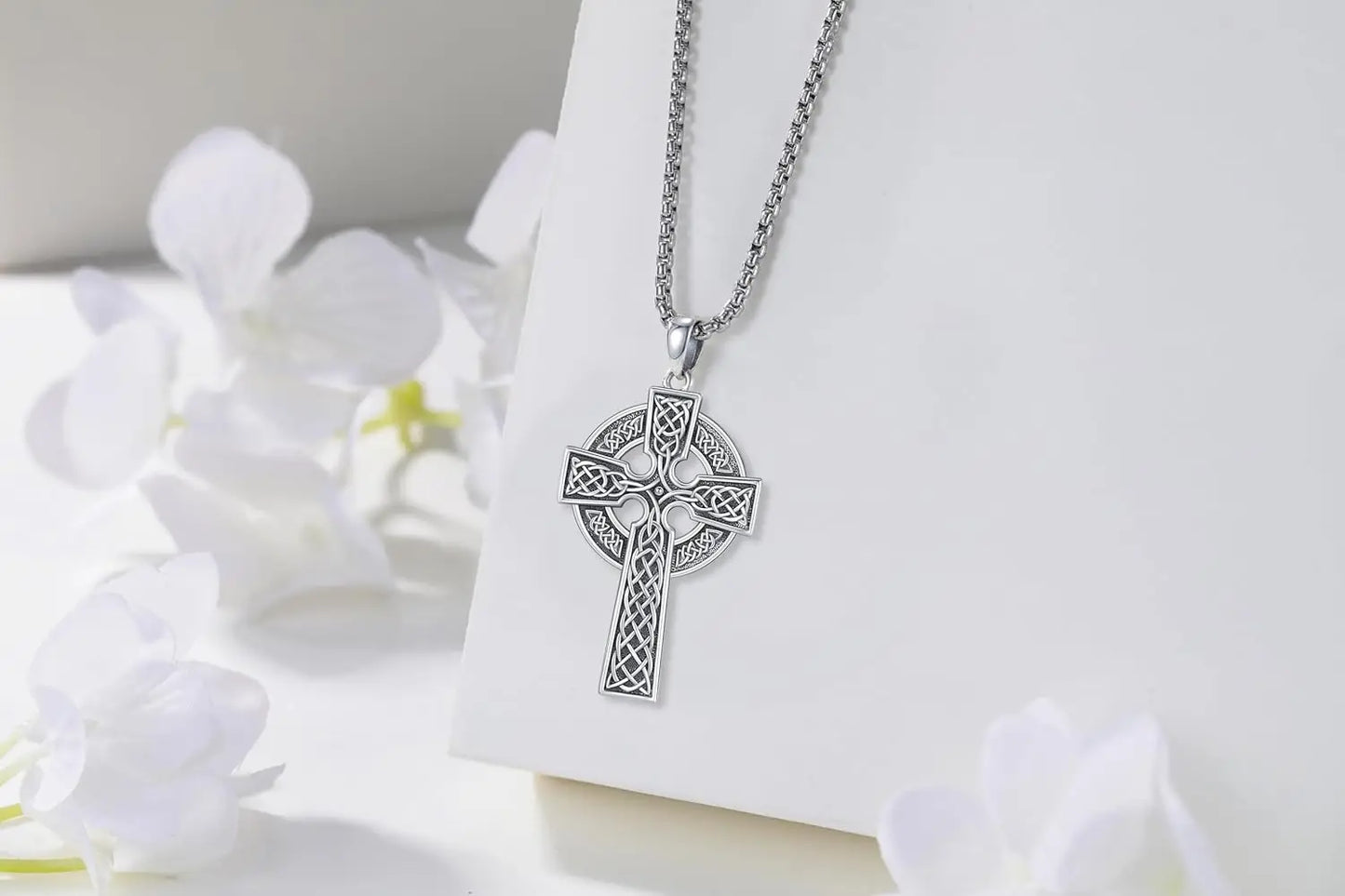 DRINSPER CelticInspired CrossPendant Unisex 925 SterlingSilver Eternal Pendant For Jewelry