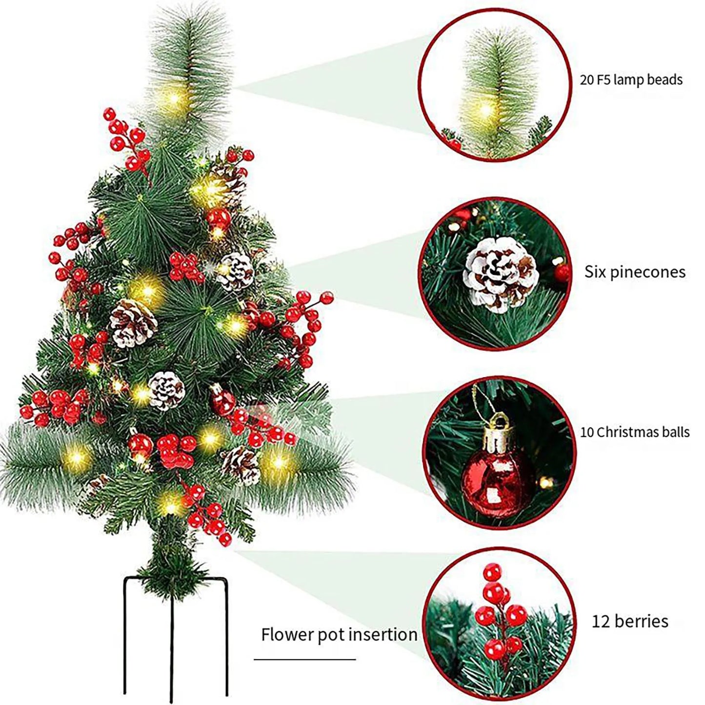 Lighted Premium XmasTrees WithLights OutdoorDecor ForPorchYard ChristmasDecor PorchGifting