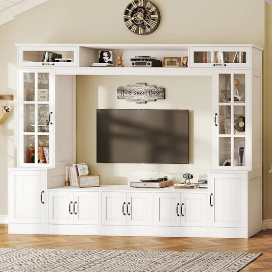 Modern TV Console With LED Lights And Hidden Storage