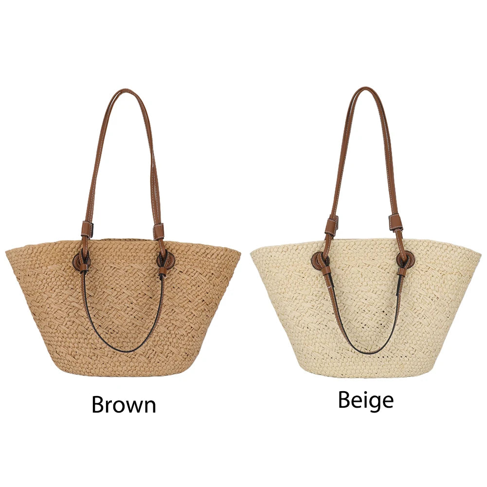 Womens Woven Tote Bag Large Capacity Fashion Shoulder Bag