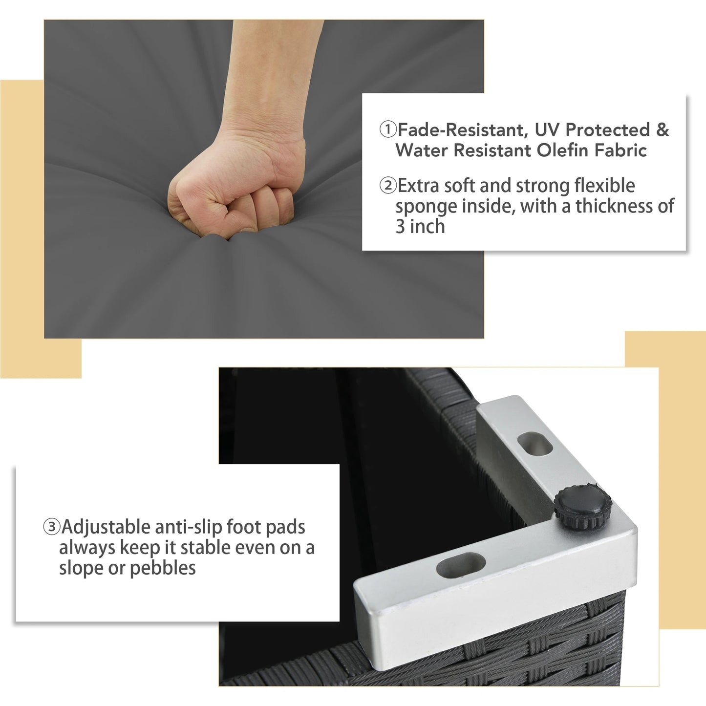 Naga Bahna Weatherproof Outdoor Woven Rattan Wicker Conversation Sectional Cushions