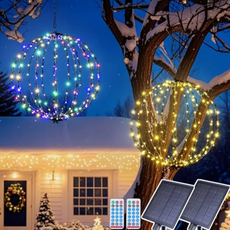 Outdoor Christmas Light Balls Solar Hanging 176 Led