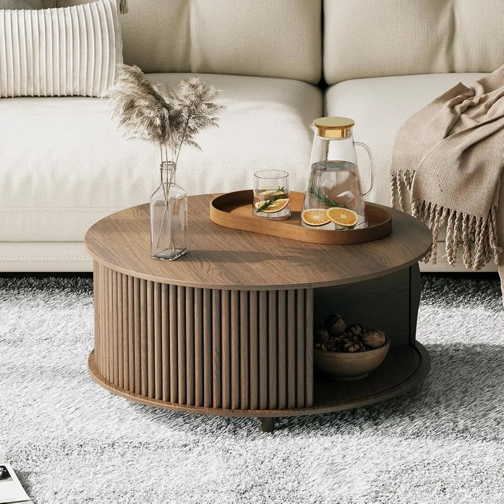 Round Coffee Table with Storage by Brand Name for Living Room