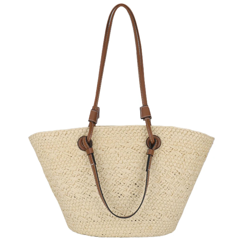 Womens Woven Tote Bag Large Capacity Fashion Shoulder Bag