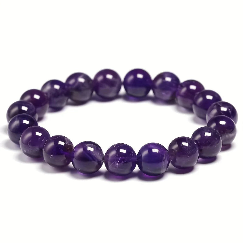 5A Natural Amethyst Bracelet Women Couple Natural Stone Bracelet Purple Quartz Bracelets 6 8 10mm Bead Men Bangles Jewelry Gifts