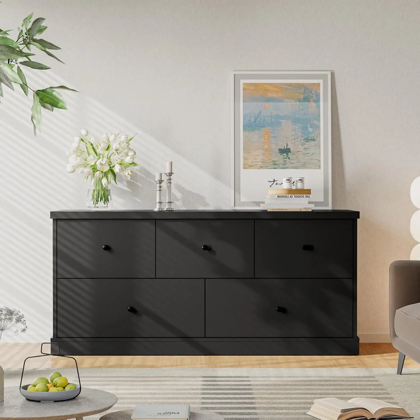 XMSJ Dresser For Bedroom With Five Drawers TV Stand