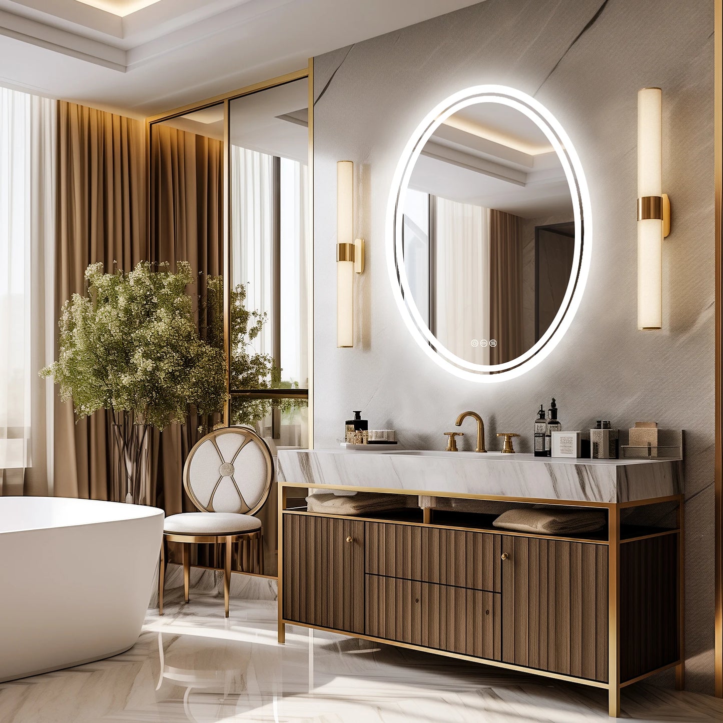 Wisfor LED Backlit Oval Vanity Mirror With Anti Fog Lights