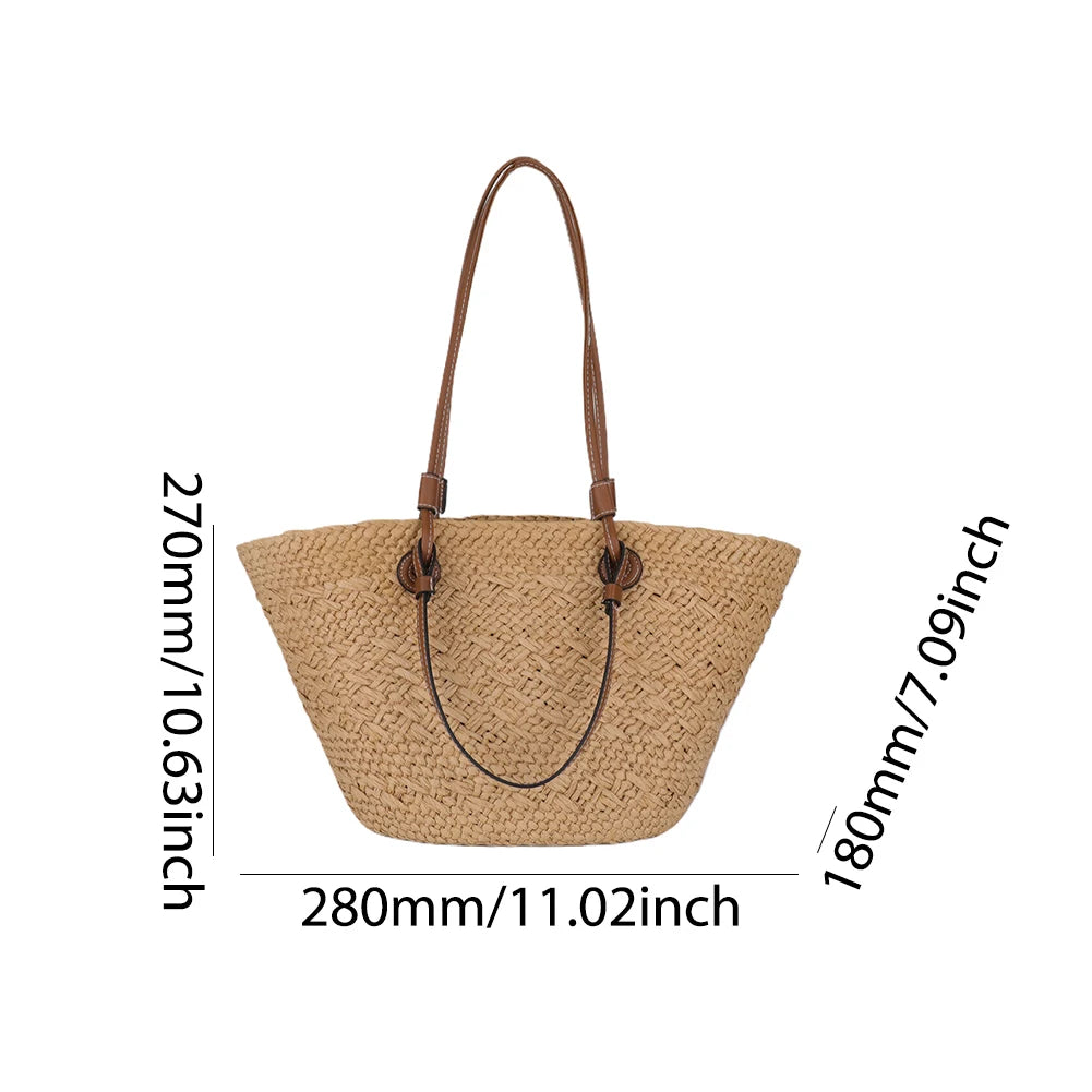 Womens Woven Tote Bag Large Capacity Fashion Shoulder Bag