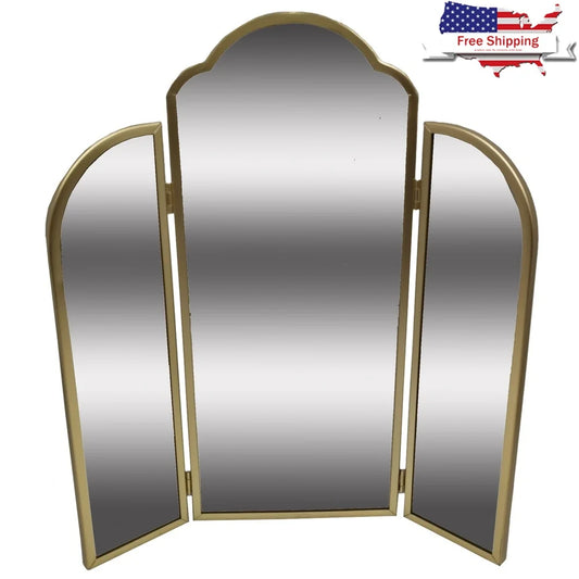 XMSJ Trifold Adjustable Vanity Mirror Arched Wall Decor
