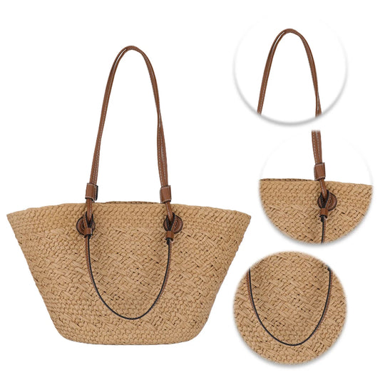 Womens Woven Tote Bag Large Capacity Fashion Shoulder Bag