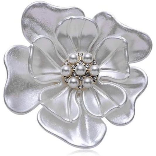 Elegant Plum Blossom Enamel Brooch Pin Gold Plated Flower