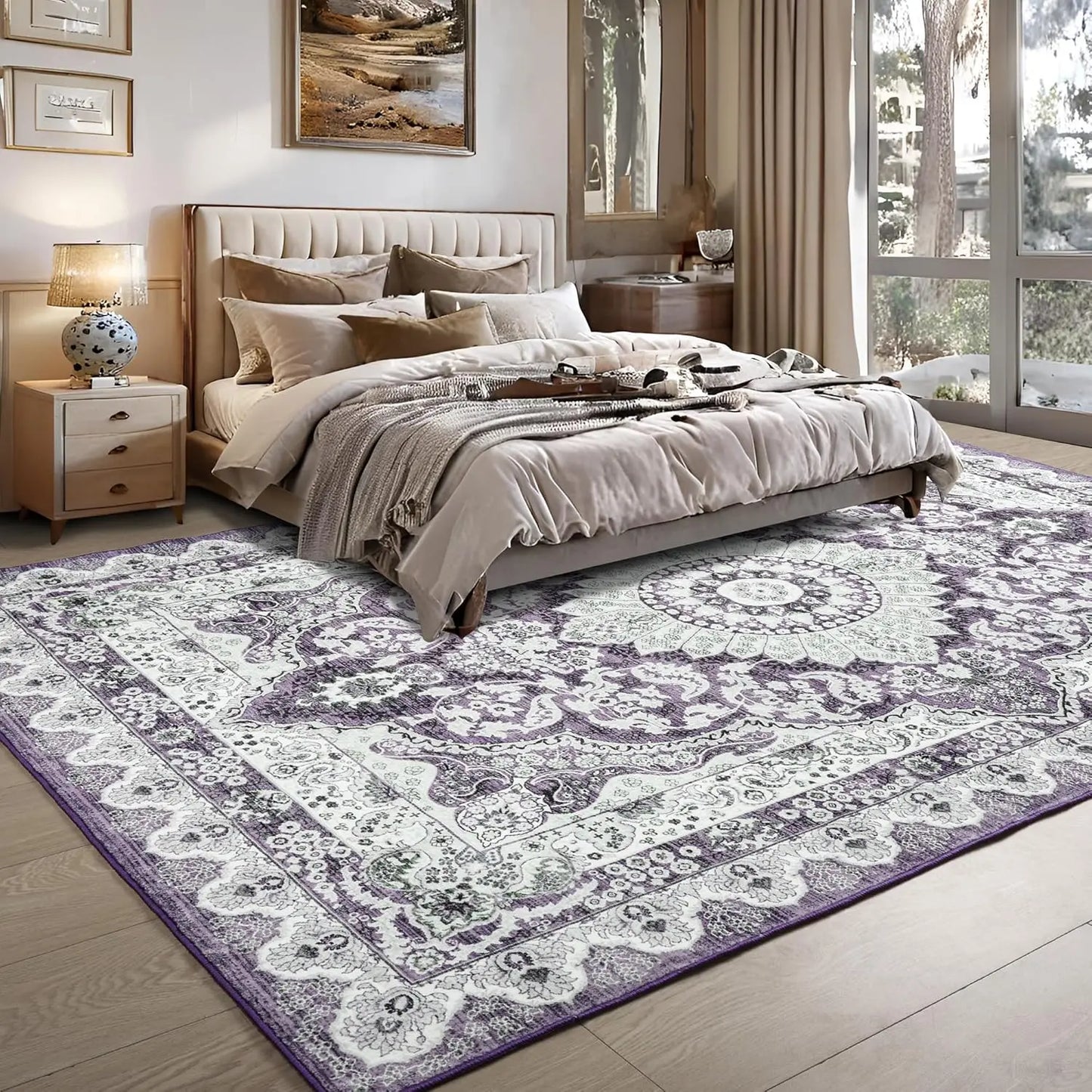 Noahas Living Room Area Rug Non Slip Machine Washable