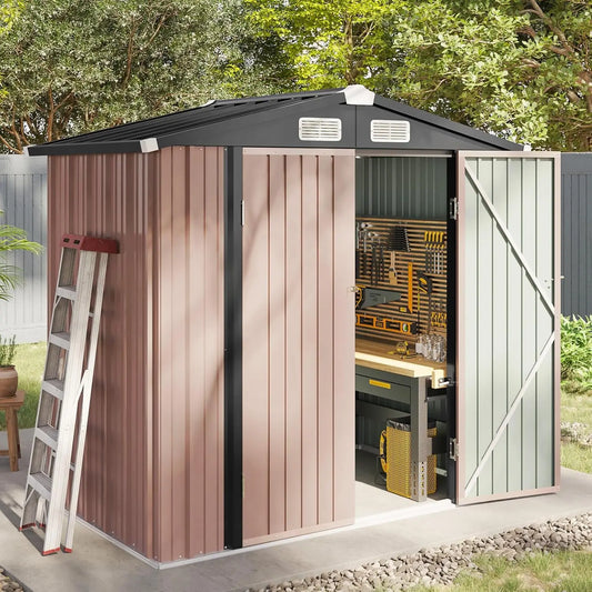 XMSJ Outdoor Metal Shed With Lockable Doors