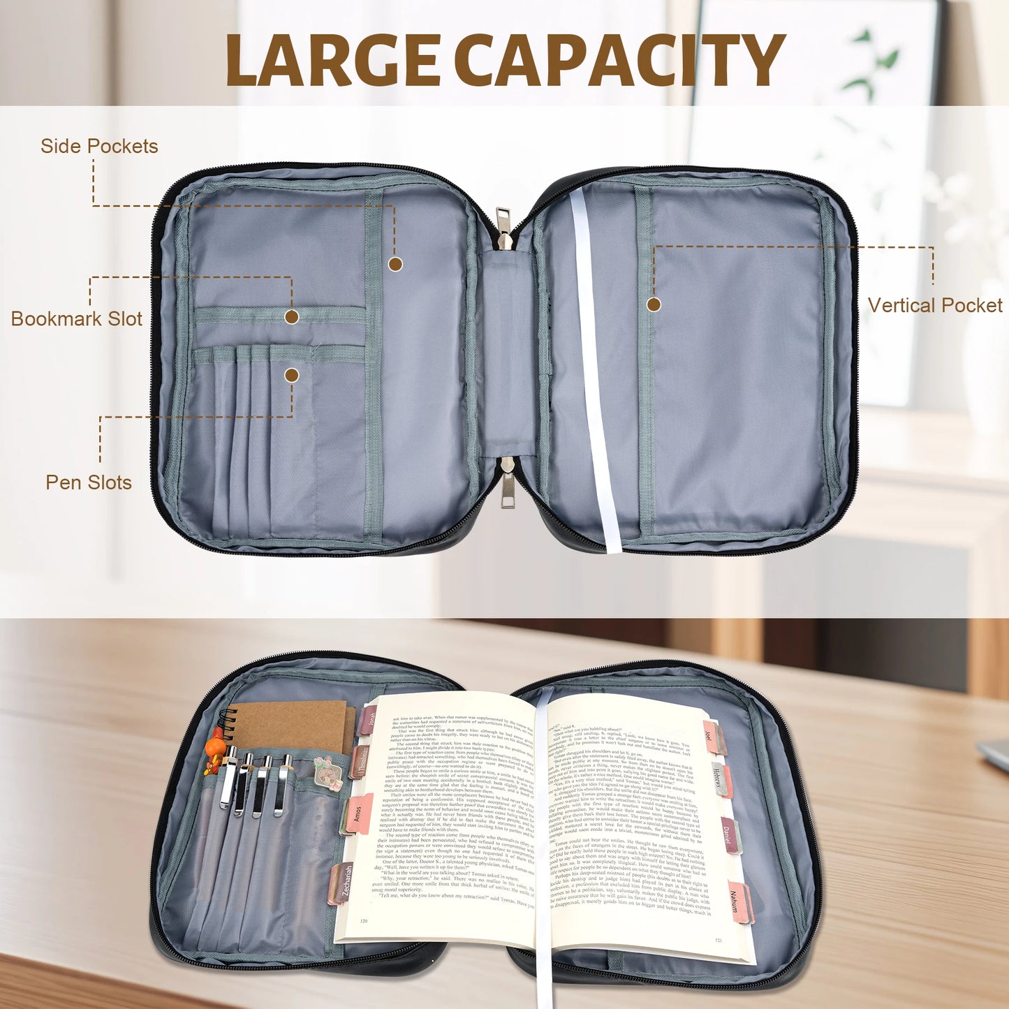 AnhuiChoice Antidisestablishmentarianism Durable Leather Bible Cover Zippered Travel