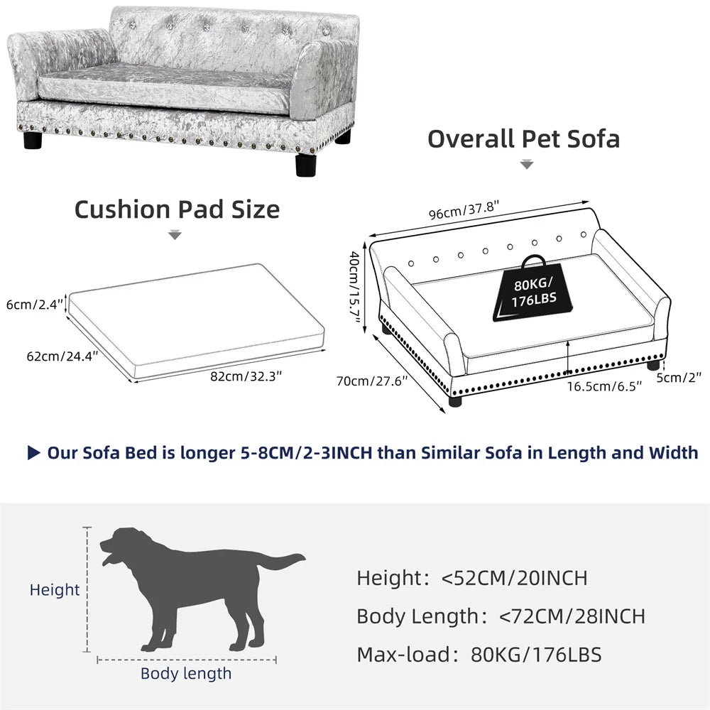 BORWARTC Heavy Duty Pet Sofa Cushioned Dog Bed Lounge